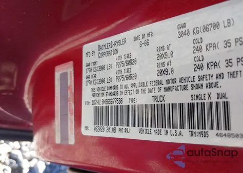 2006 Dodge Ram 1500 Slt/Trx4 Off Road/Sport z USA, uszkodzony, nr VIN 1D7HU18N86S677538